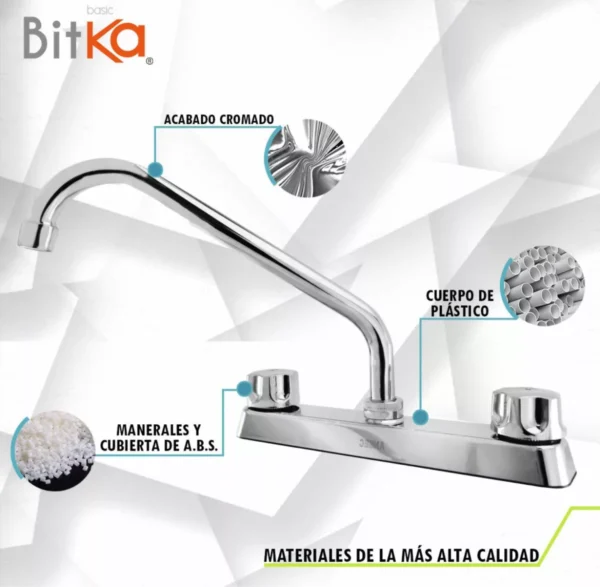 | Grifo mezclador doble comando | BKA412M | Bitka | Cromado | - Image 3