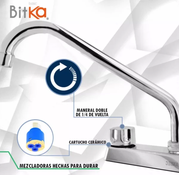 | Grifo mezclador doble comando | BKA412M | Bitka | Cromado | - Image 2