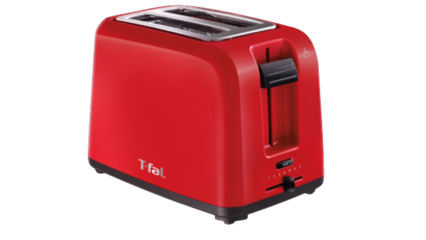 | Tostadora T-FAL | 2 rebanadas | 7 niveles de dorado | Ranuras anchas con centrado automático | Roja |