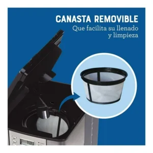 | cafetera oster | programable | 12 tazas | acero inoxidable con filtro permamente lavable |