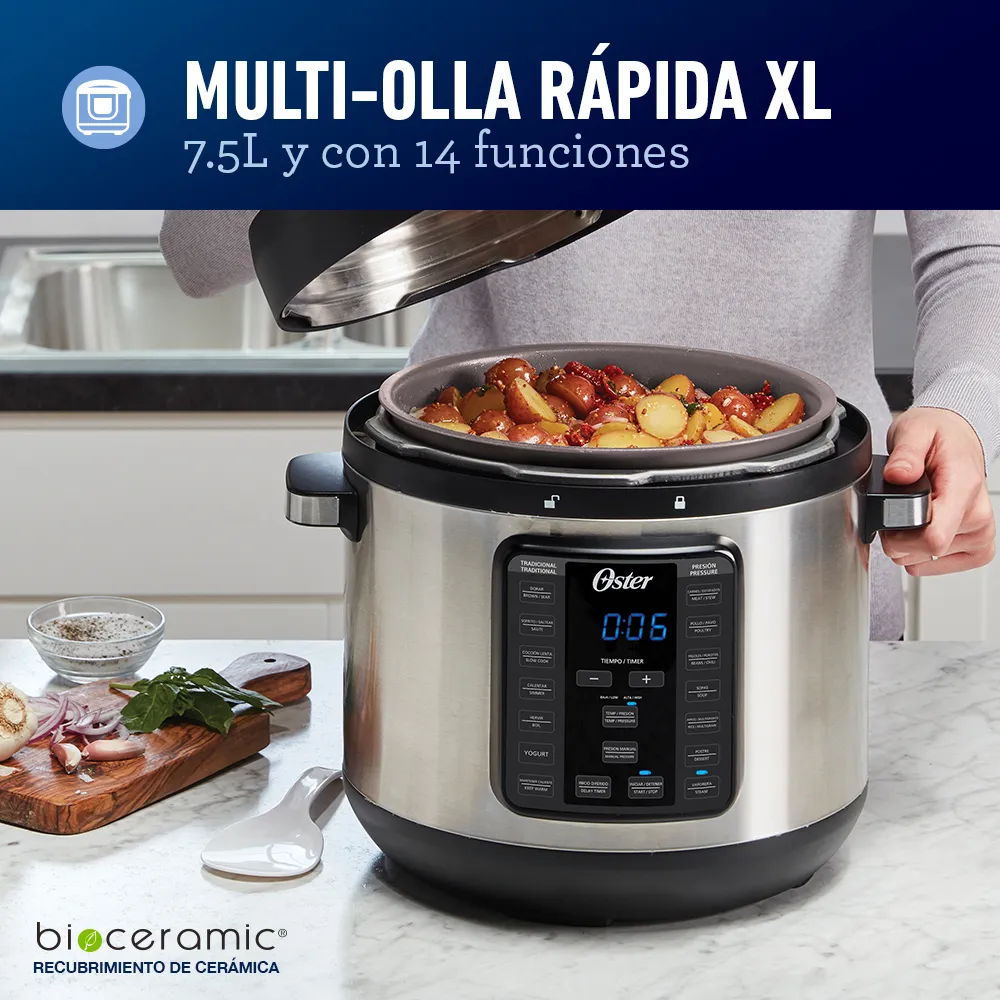 | multifuncional olla xl | 7.5 l | 14 funciones programadas | oster | | multifuncional olla xl | 7.5 l | 14 funciones programadas | oster |
