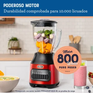| licuadora | vaso de vidrio boroclass® | 6 velocidades + pulso | 800w | oster®|