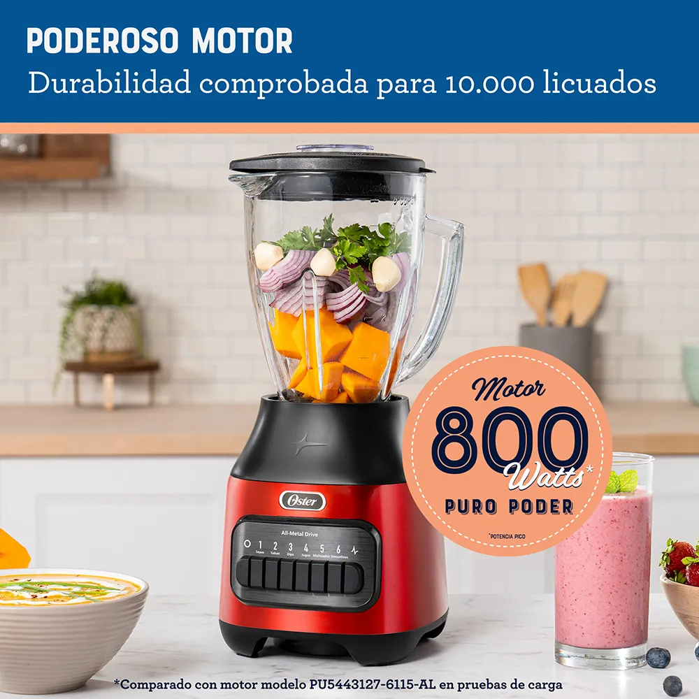 | licuadora | vaso de vidrio boroclass® | 6 velocidades + pulso | 800w | oster®| | licuadora | vaso de vidrio boroclass® | 6 velocidades + pulso | 800w | oster®|