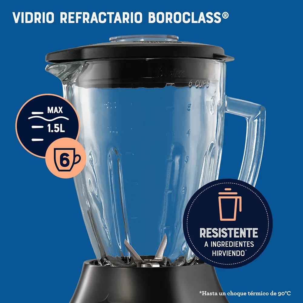 | licuadora | vaso de vidrio boroclass® | 6 velocidades + pulso | 800w | oster®| | licuadora | vaso de vidrio boroclass® | 6 velocidades + pulso | 800w | oster®|