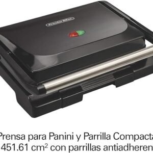 | proctor silex | prensa para panini y parrilla compacta | 2 en 1 | tapa flotante | bandeja de goteo |