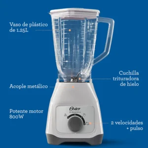| licuadora 1.5l | 2 velocidades + pulso | jarra plástica | oster |
