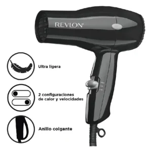 | secadora de cabello essentials| compacta | viajera | 2 velocidades | revlon |